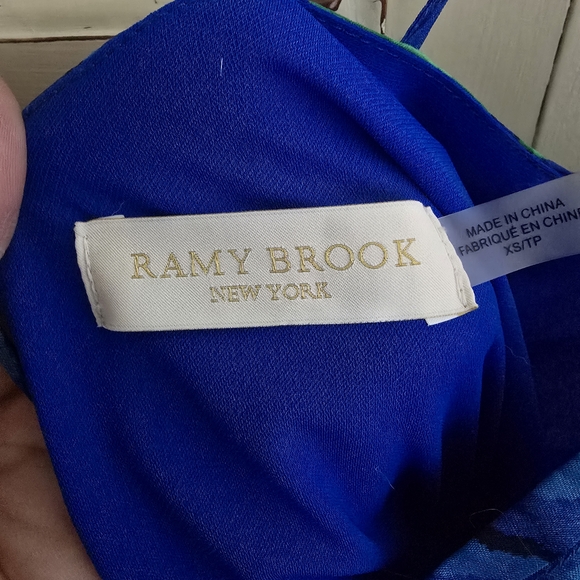 Ramy Brook Vibrant Blue and Green High Low Dress - Picture 2 of 3